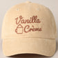 Vanilla Creme Embroidered Corduroy Hat