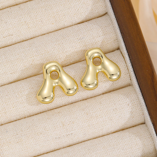 18K Bubble Letter Stud Earrings