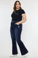 Plus High Rise Double WB Fray Hem Flare Jeans