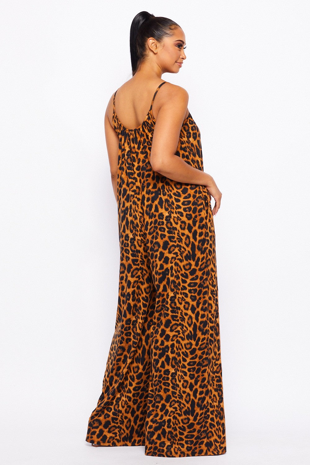 LEOPARD PALAAZO JUMPSUIT W/ POCKETS