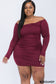 Off Shoulder Ruched Long Sleeve Dress