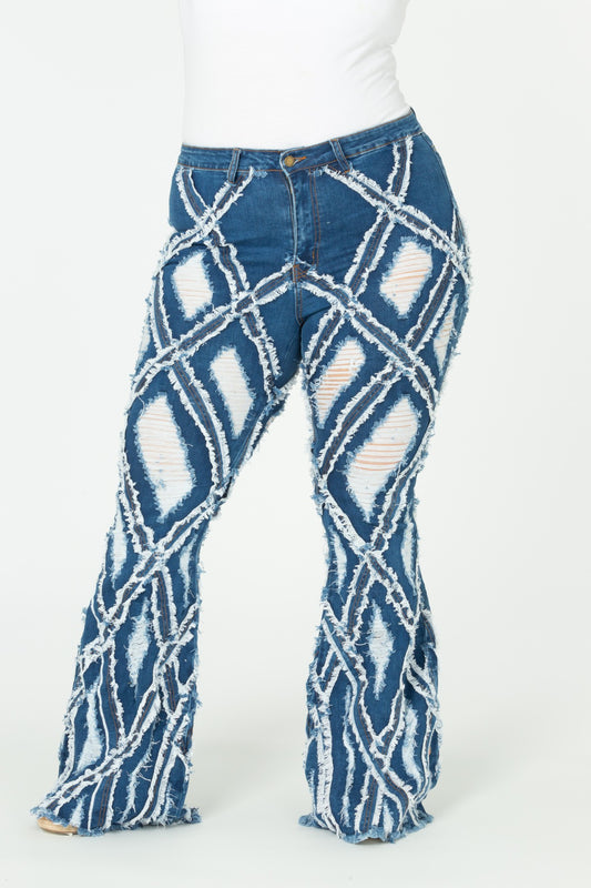 Diamond Shred Flare Denim