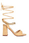 GONE GURL CHAIN DETAIL TIE UP BLOCK HEELS