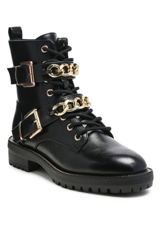 BILLY GIRL METAL CHAIN DETAIL BIKE BOOT