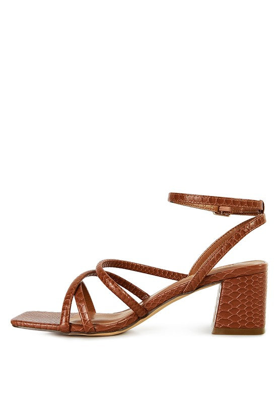 Right Pose Croc Mid Block Heel Casual Sandals