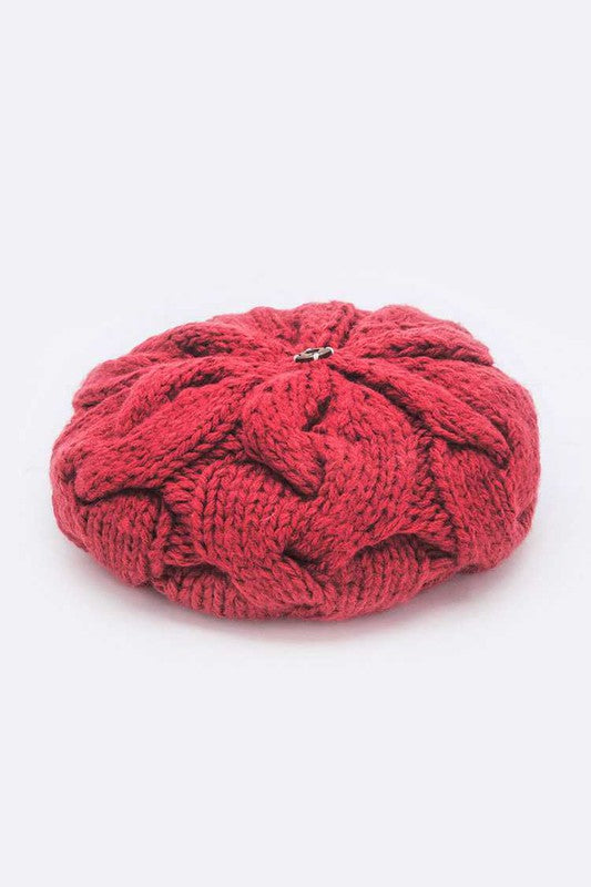 Pom Cable Knit Beanie