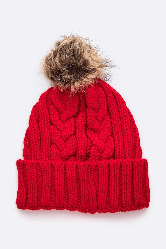 Faux Fur Knit Beanie