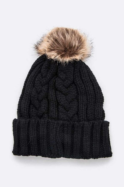 Faux Fur Knit Beanie