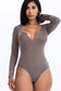 Split Neck Solid bodycon sexy Bodysuit