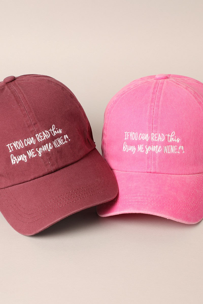 baseball hat, women's hat, women's baseball hat, bring me wine, bring me wine hat, hangover hat, women's hat, women's accessories, 2024 accessories, 