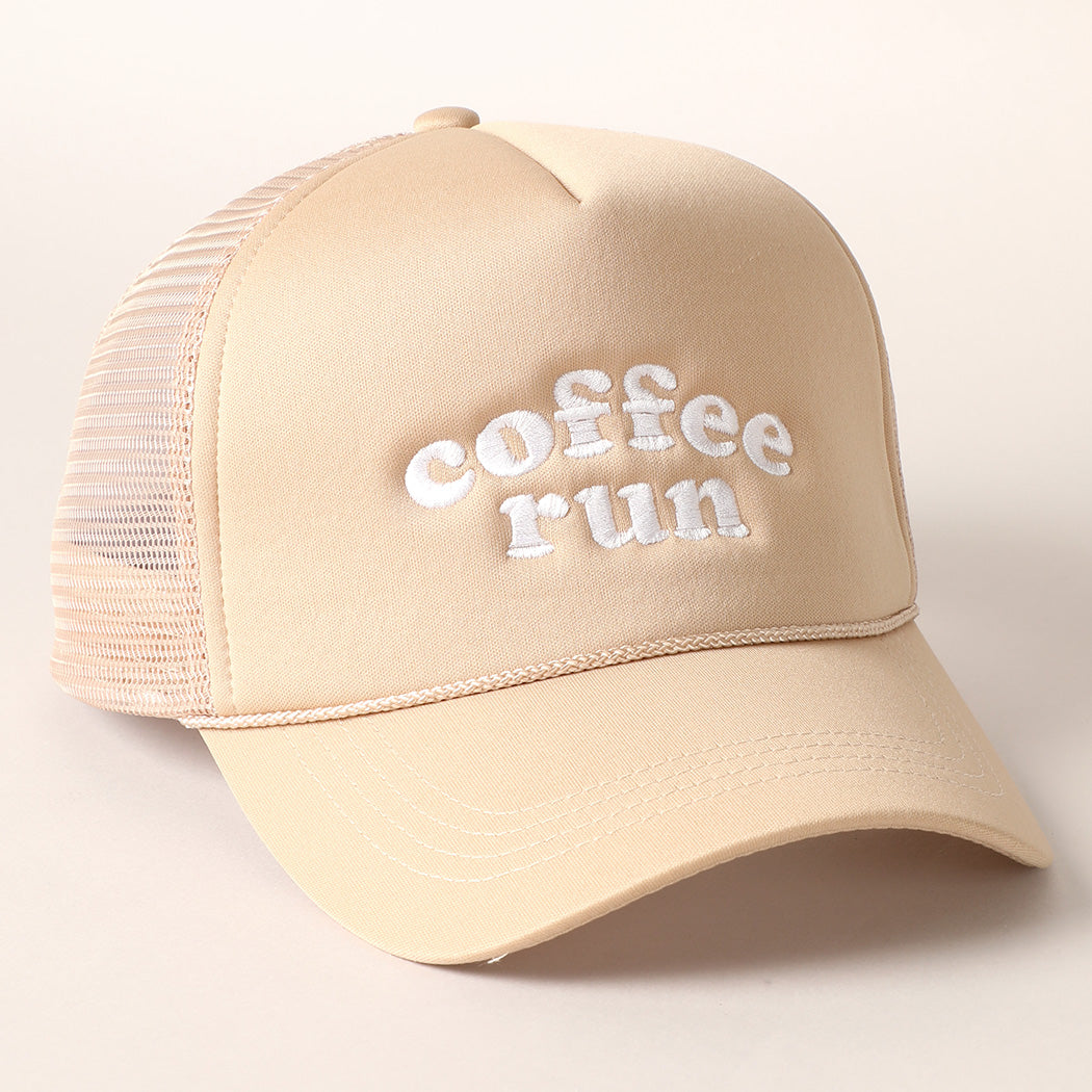 Coffee Run Embroidered Trucker Cap