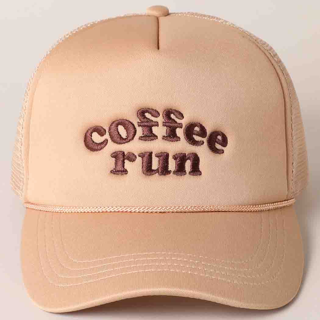 Coffee Run Embroidered Trucker Cap