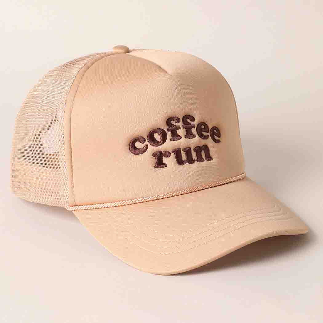 Coffee Run Embroidered Trucker Cap