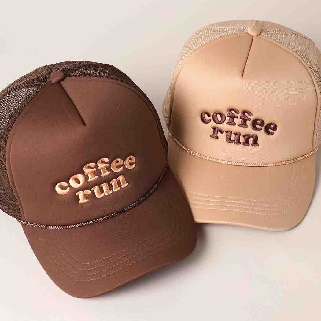 Coffee Run Embroidered Trucker Cap