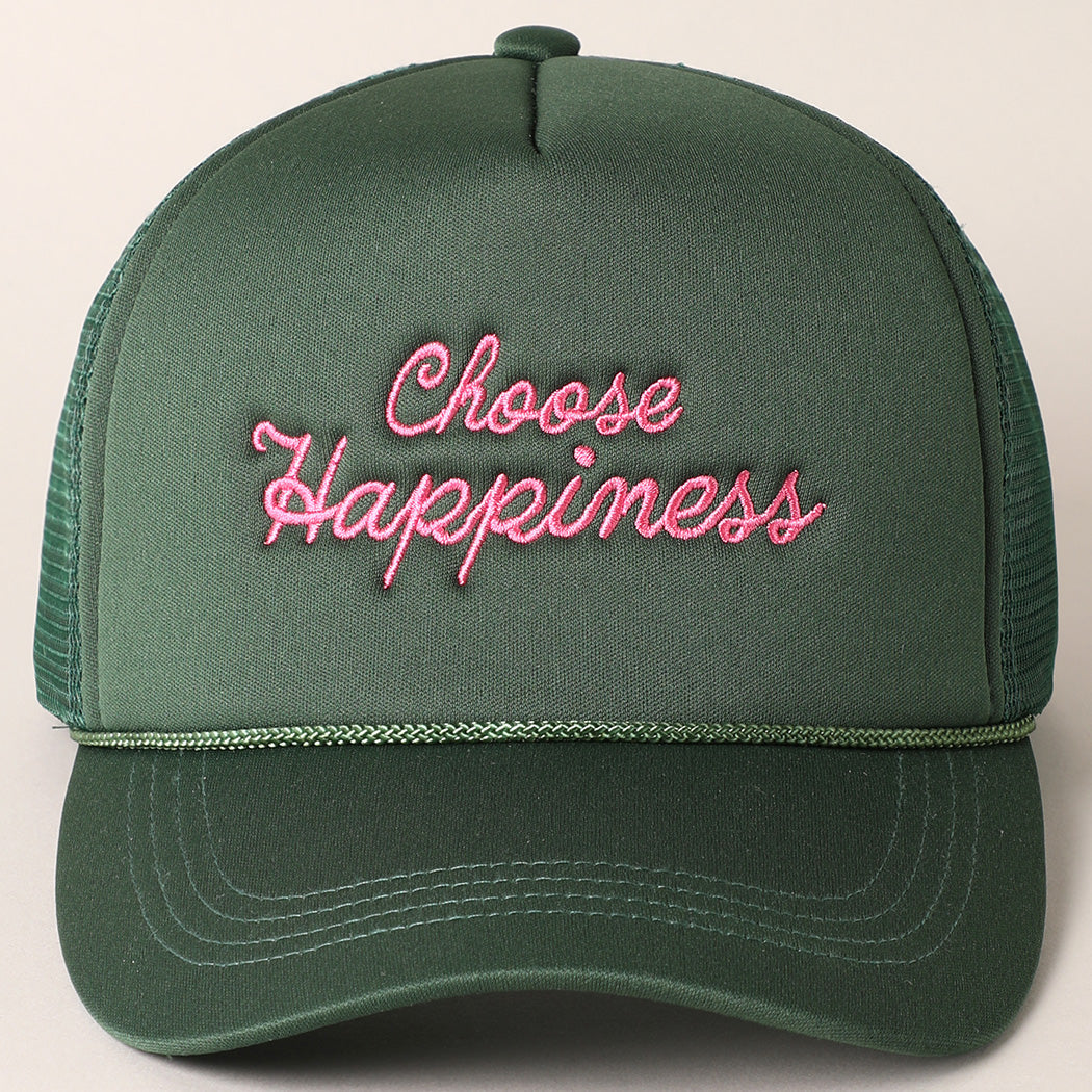 Choose Happiness Embroidered Trucker Hat