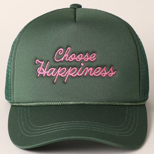 Choose Happiness Embroidered Trucker Hat