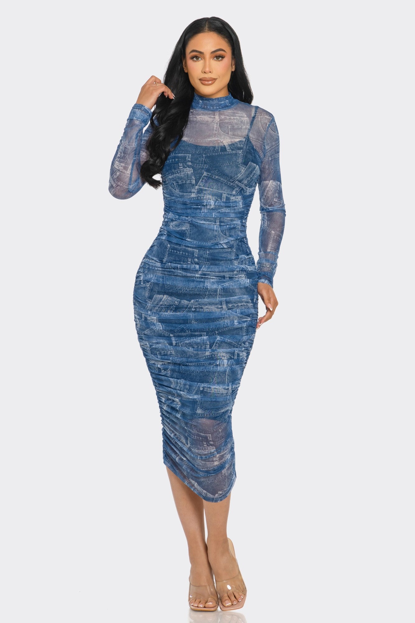 Denim Allure Mesh Dress