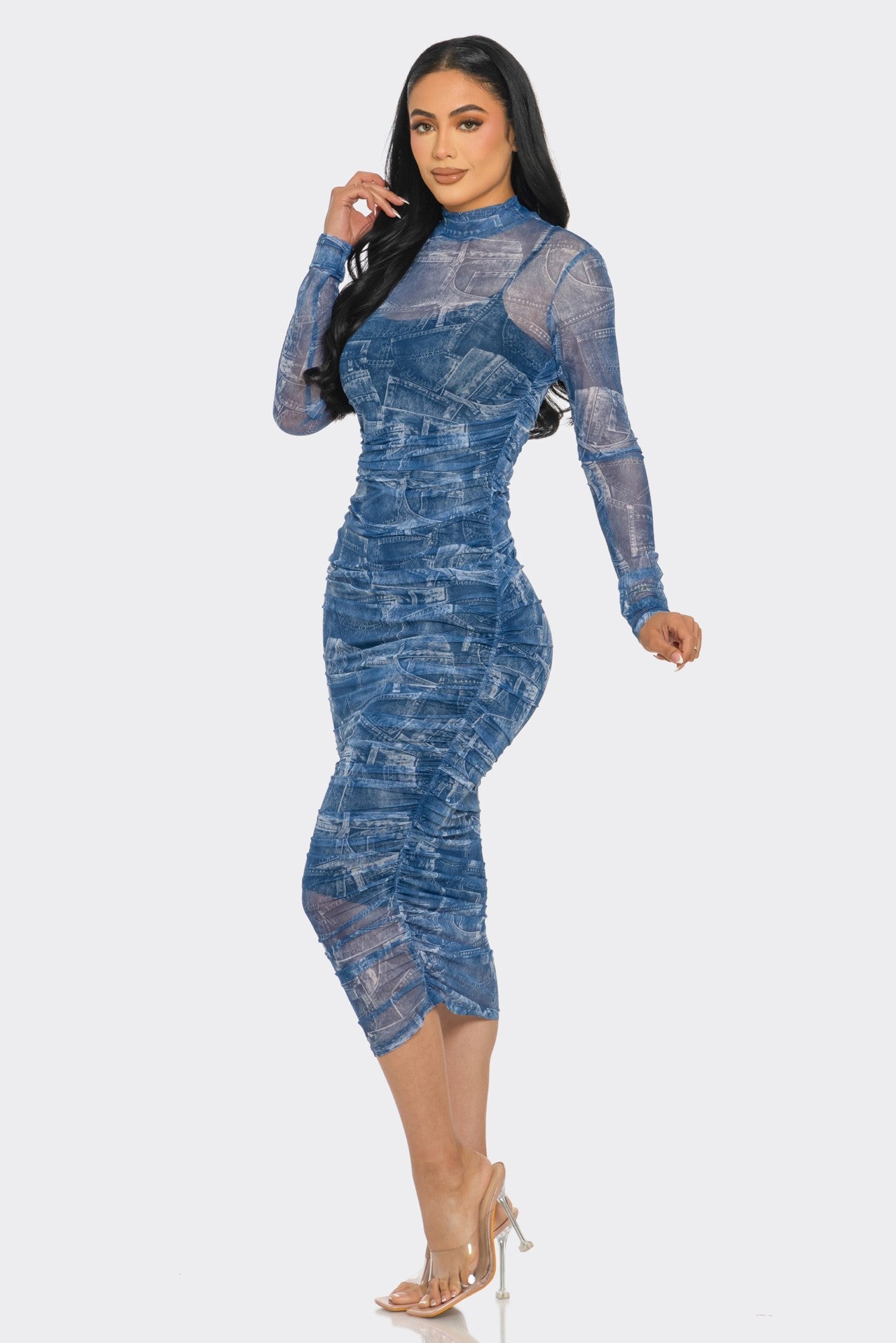 Denim Allure Mesh Dress