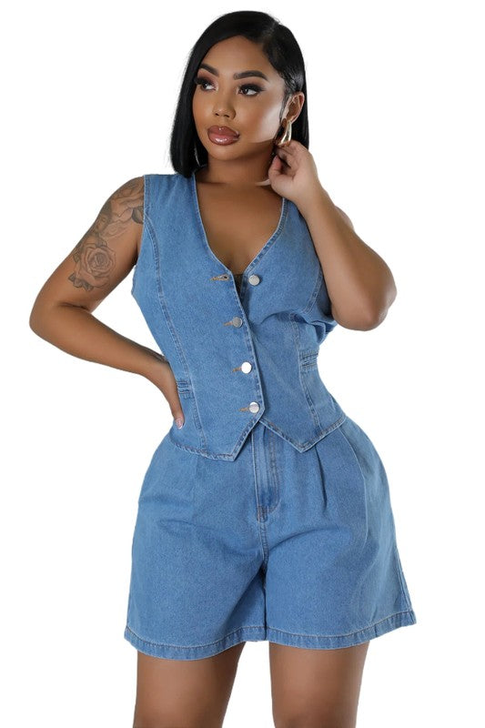 DENIM TWO PIECE SET