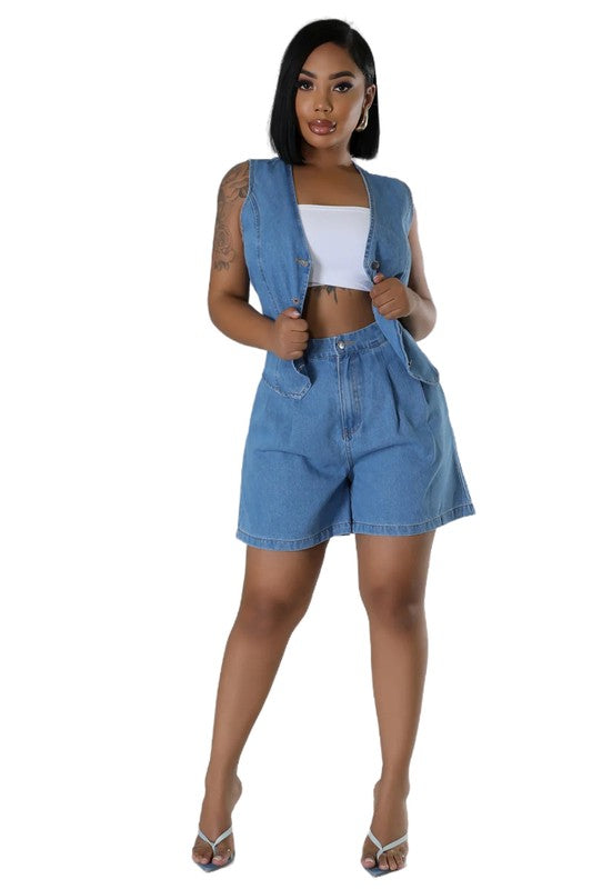 DENIM TWO PIECE SET