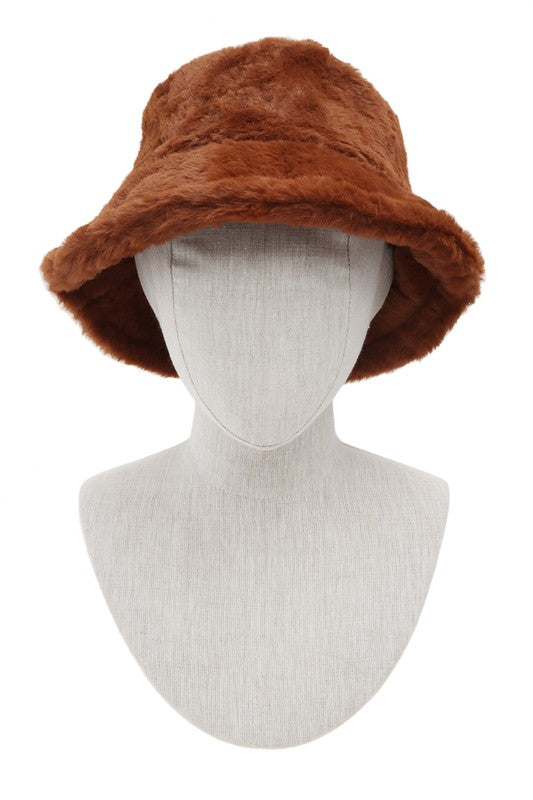 Solid Color Fur Bucket Hat