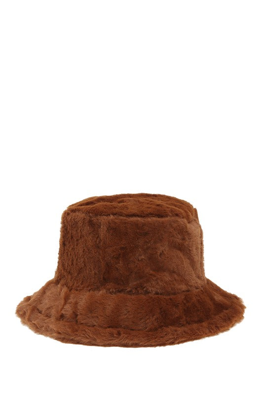 Solid Color Fur Bucket Hat