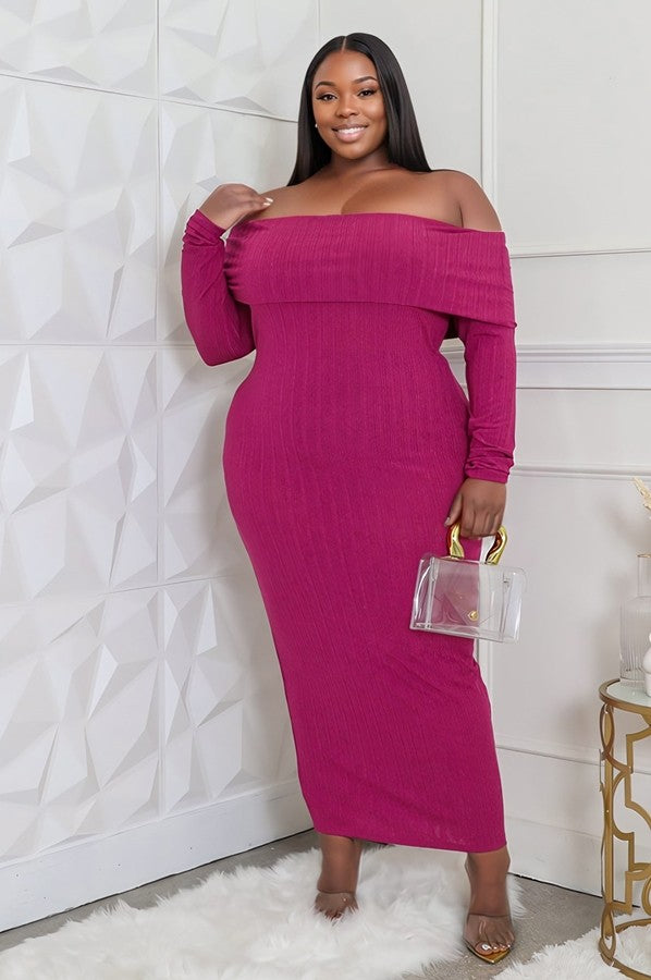 Allure Off-Shoulder Long Sleeve Stretch Dress