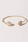 2 Heart Pave Gold Wire Bangle Bracelet