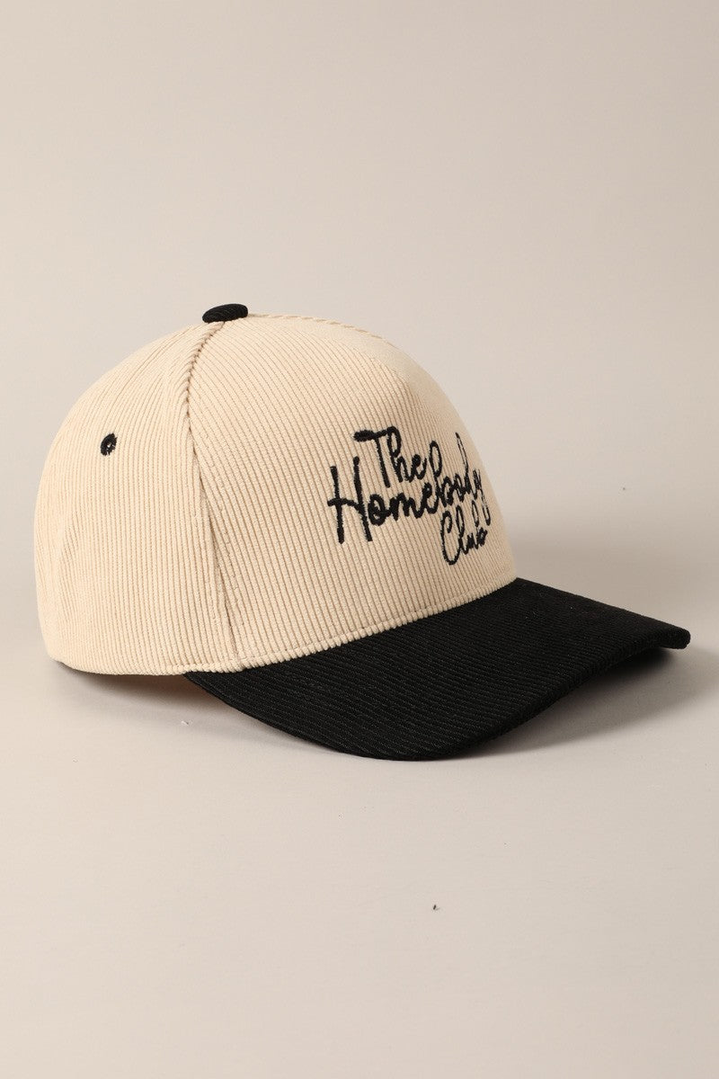 The Homebody Club Two-Tone Corduroy Baseball Cap