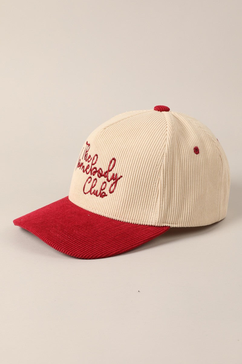 The Homebody Club Two-Tone Corduroy Baseball Cap