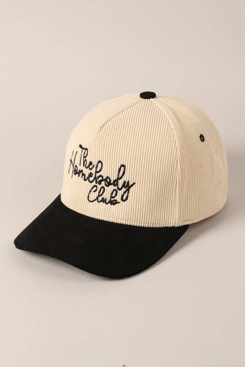 The Homebody Club Two-Tone Corduroy Baseball Cap