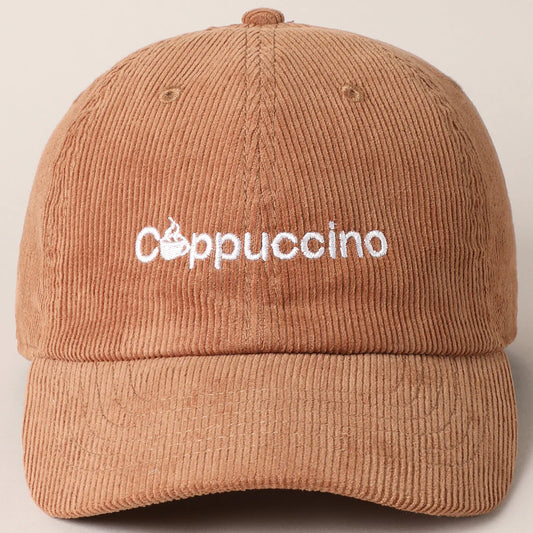 Cappuccino Embroidered Corduroy Hat