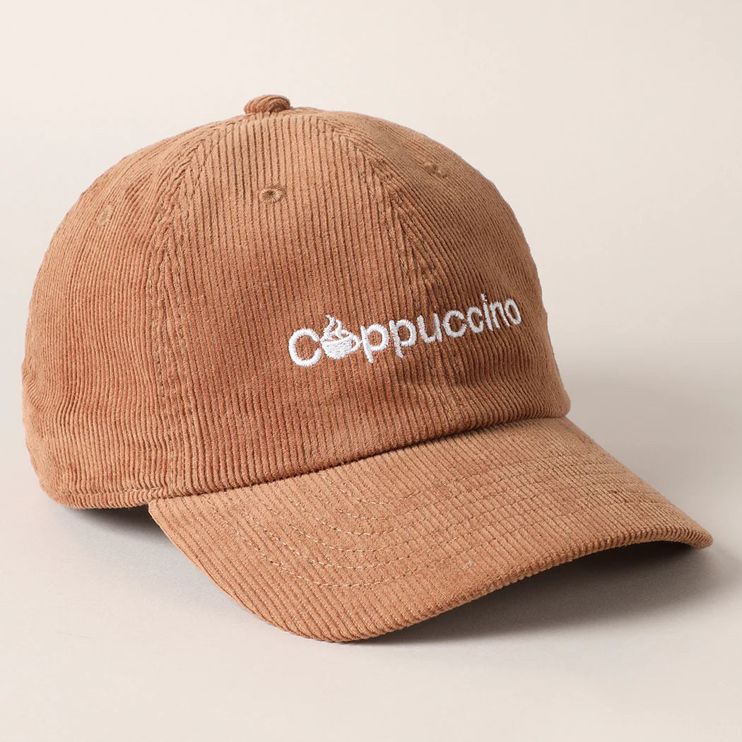 Cappuccino Embroidered Corduroy Hat