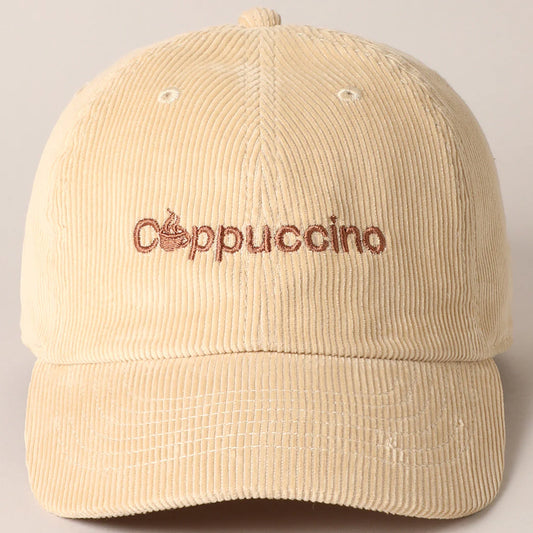 Cappuccino Embroidered Corduroy Hat