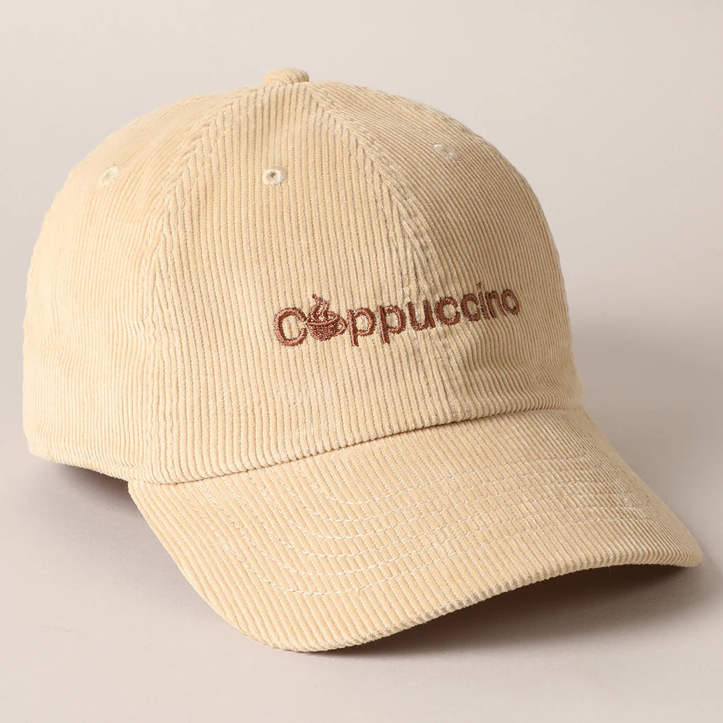 Cappuccino Embroidered Corduroy Hat