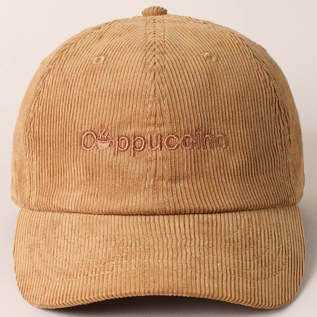 Cappuccino Embroidered Corduroy Hat