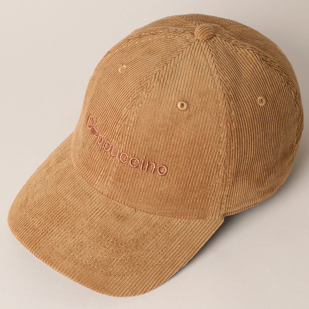 Cappuccino Embroidered Corduroy Hat