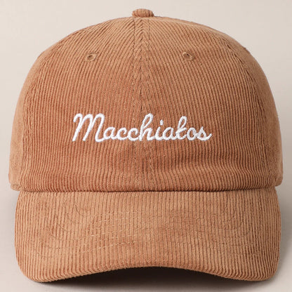 Macchiatos Embroidered Corduroy Hat