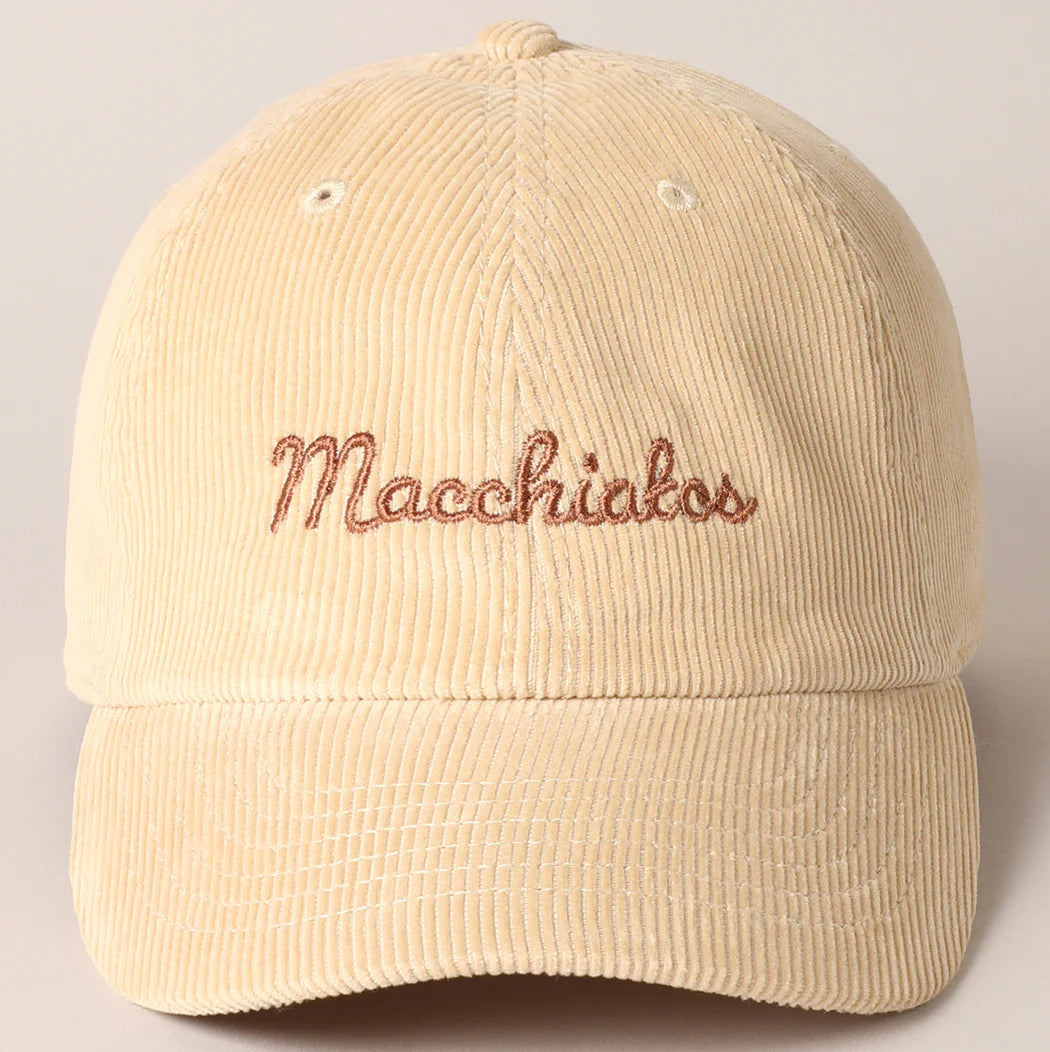 Macchiatos Embroidered Corduroy Hat