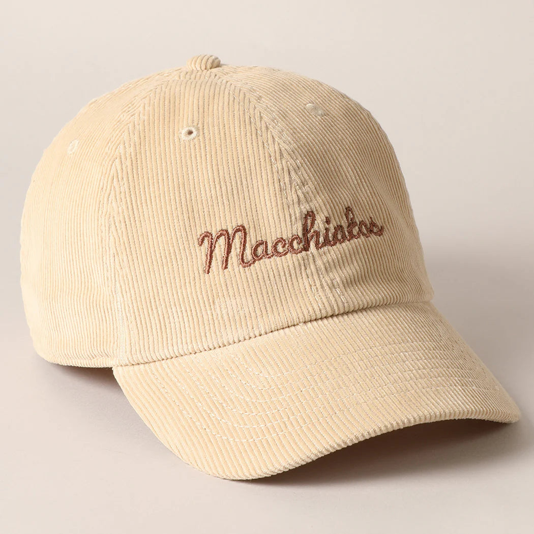 Macchiatos Embroidered Corduroy Hat