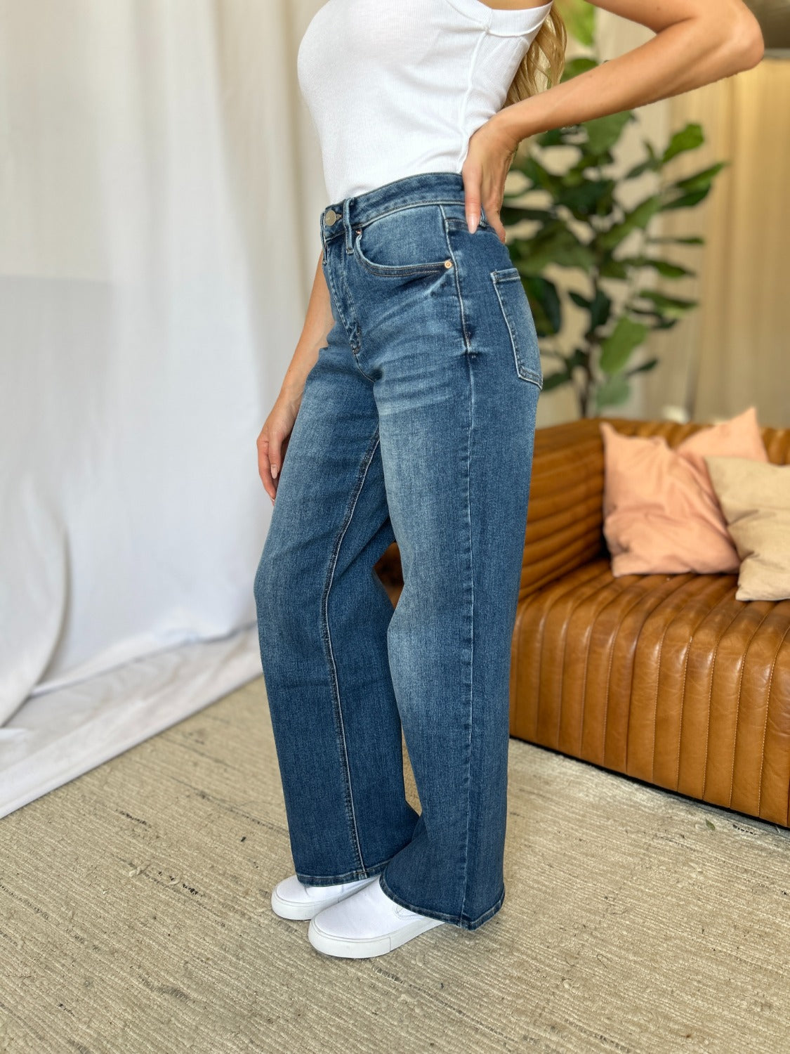 High Rise Tummy Control Wide Leg Jeans