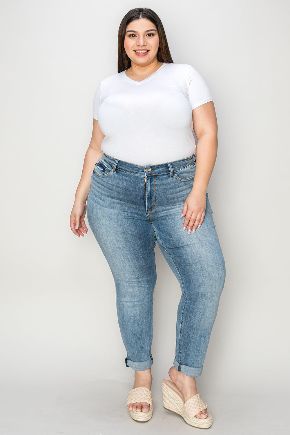 Judy Blue Cuffed Hem Slim Jeans