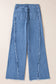 Raw Hem Wide Leg Jeans with Pockets