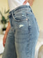 Mid Rise Distressed Straight Jeans