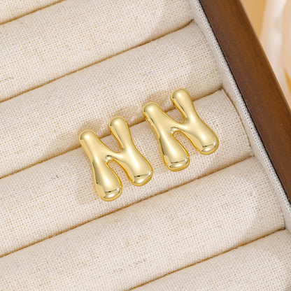 18K Bubble Letter Stud Earrings