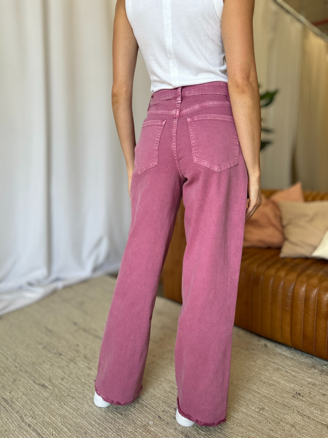 High Rise Garment Dye Wide Leg  Jeans