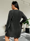 Honey Plus Size Lettuce Hem Long Sleeve Dress