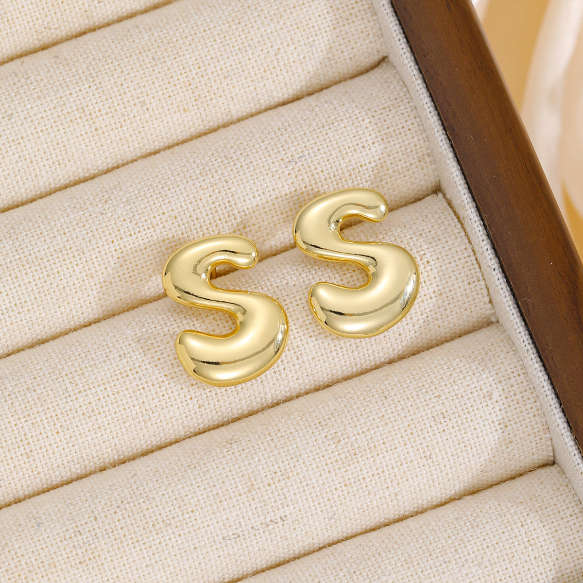 18K Bubble Letter Stud Earrings