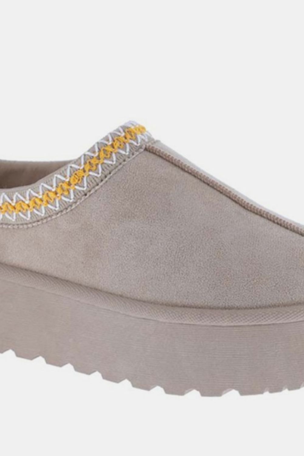 Platform Embroidered Trim Cozy Slip-Ons