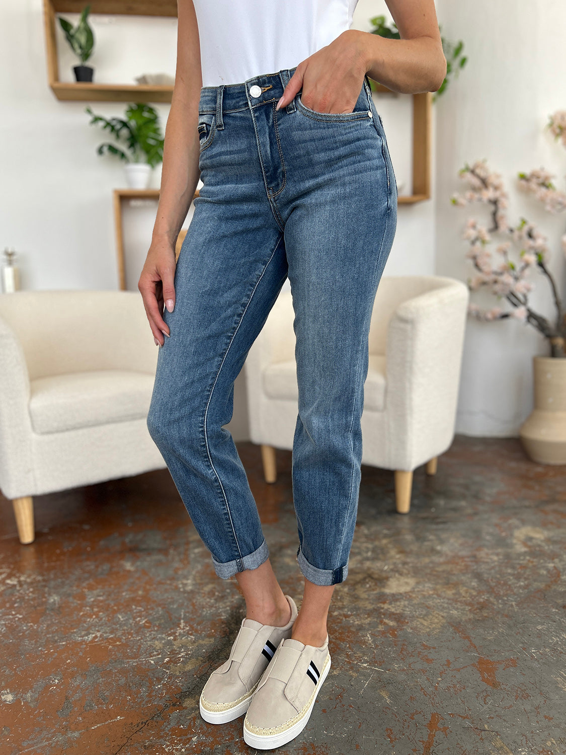 Judy Blue Cuffed Hem Slim Jeans